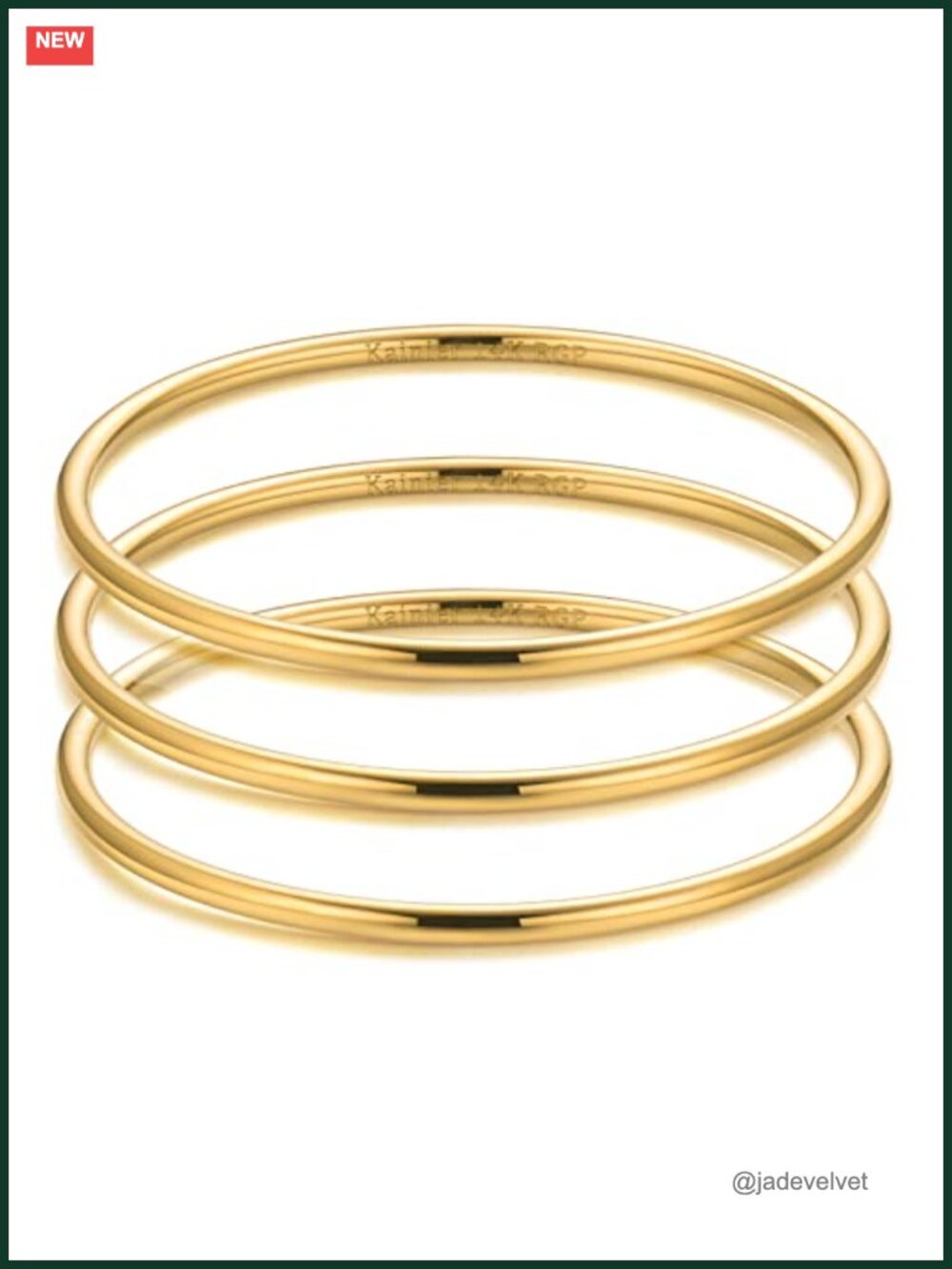 14K Gold Plated Thin Round Bangle Bracelet for Women Stackable Stainless Steel